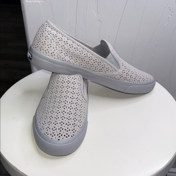 Sperry Perforated Light Gray Slip-Ons